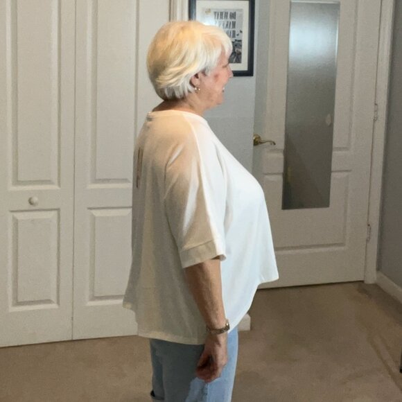 NWT Oversized White Crop Top Tee, size XL Women's - Picture 7 of 10